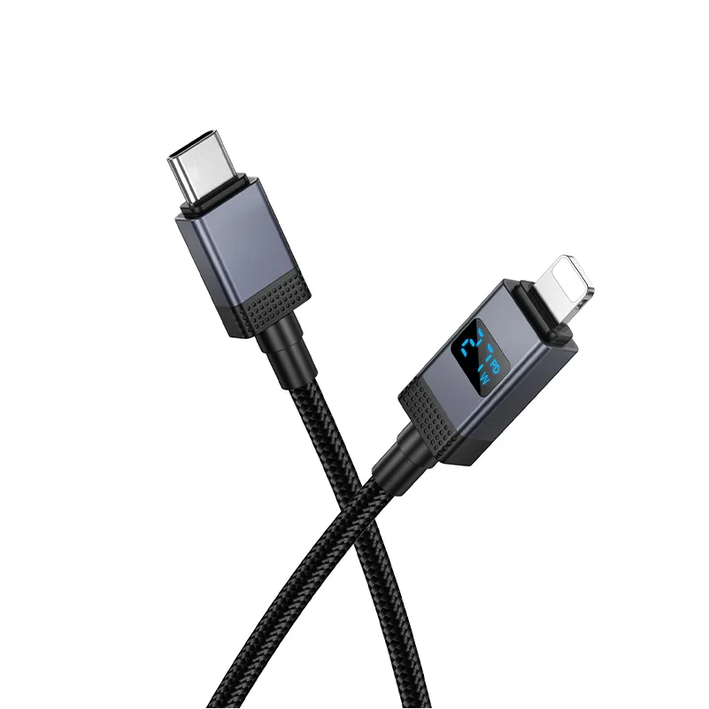 USB-C - Lightning HOCO X118 Display -kaapeli, 27W, 1m, Musta