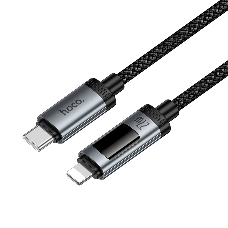 USB-C - Lightning HOCO Display U148 -data- ja latauskaapeli, 27W, 1.2m, Musta