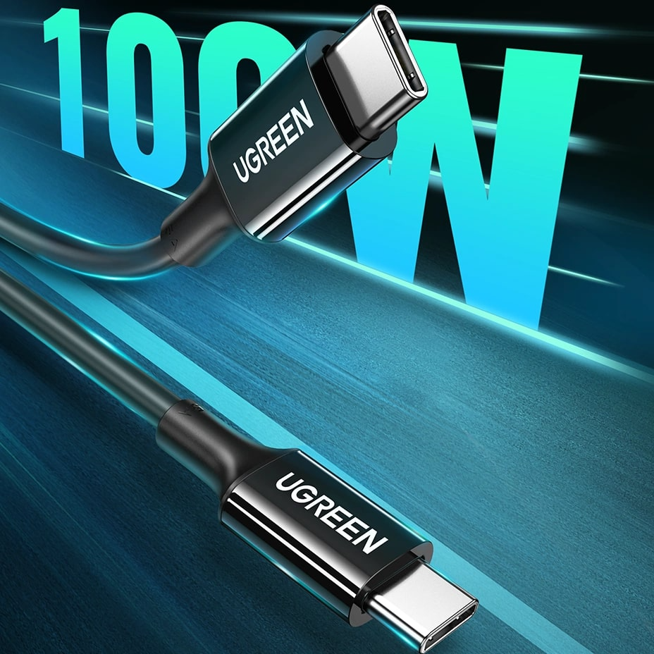 USB-C - USB-C UGREEN US300 Data- ja latauskaapeli, 100W, 2m, Musta