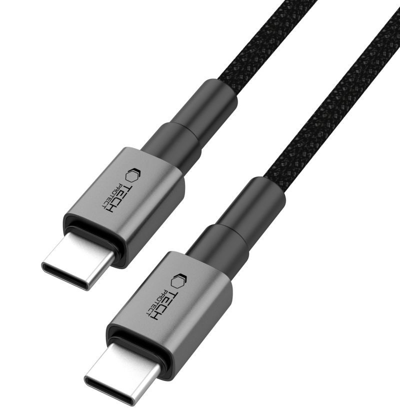USB-C - USB-C Tech-Protect Ultraboost DNA MagTwist -data- ja latauskaapeli, 100W, 2m, Harmaa