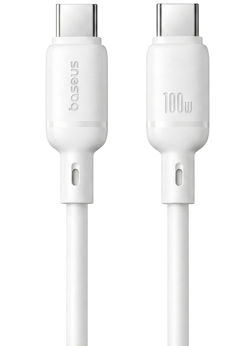 USB-C - USB-C Baseus Silky -data- ja latauskaapeli, 100W, 1m, Valkoinen P10377704213-00