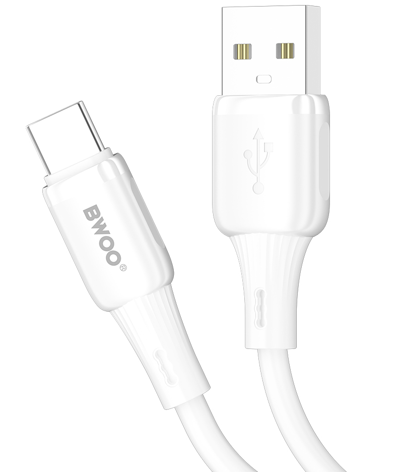 USB-A - USB-C BWOO X329C tiedonsiirto- ja latauskaapeli, 15W, 1m, valkoinen