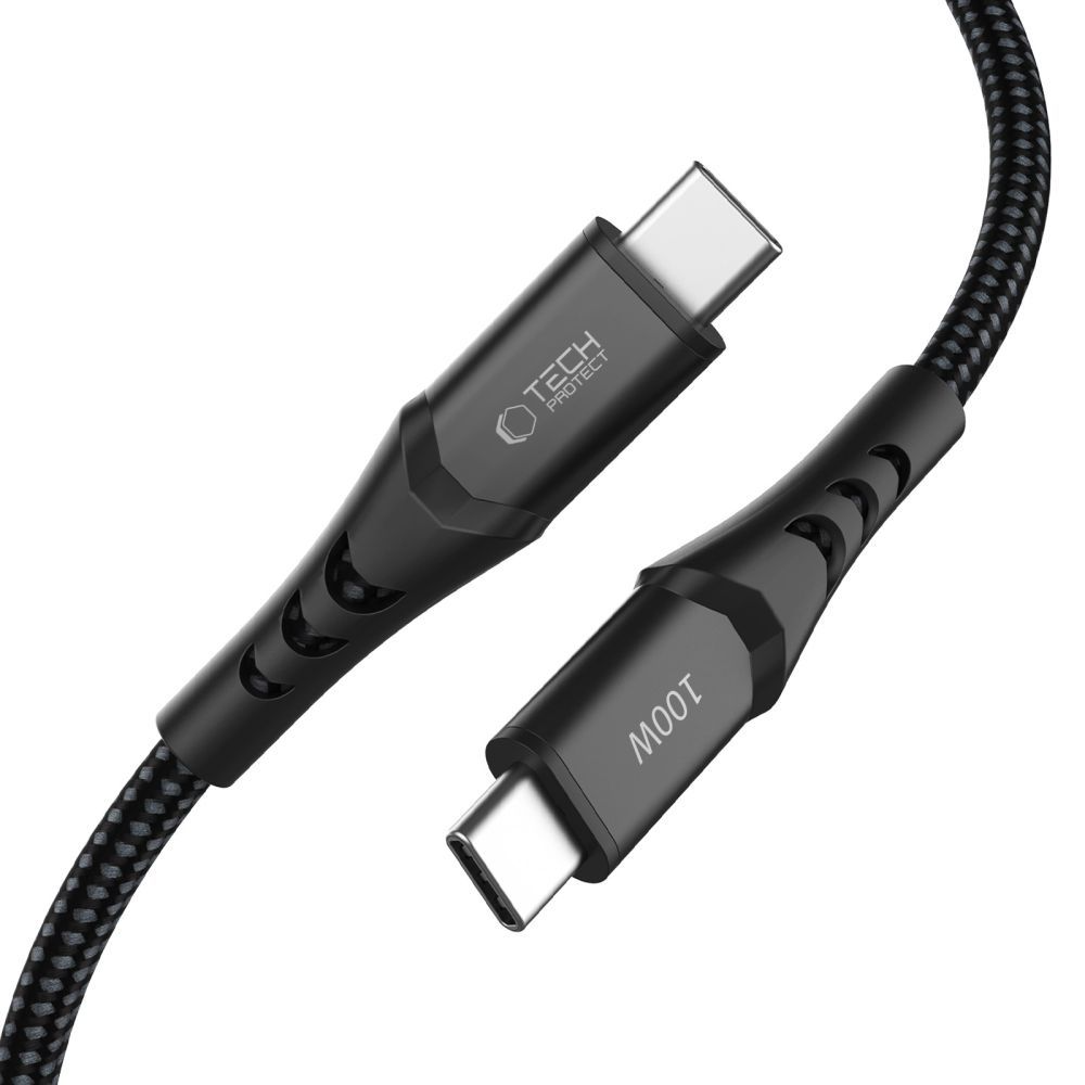 USB-C - USB-C Tech-Protect UB11T Ultraboost -tietojen siirto- ja latauskaapeli, 100W, 2m, musta