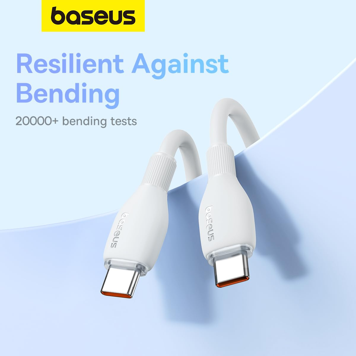 USB-C - USB-C Baseus Pudding -kaapeli, 100W, 1.2m, Valkoinen P10355702221-00