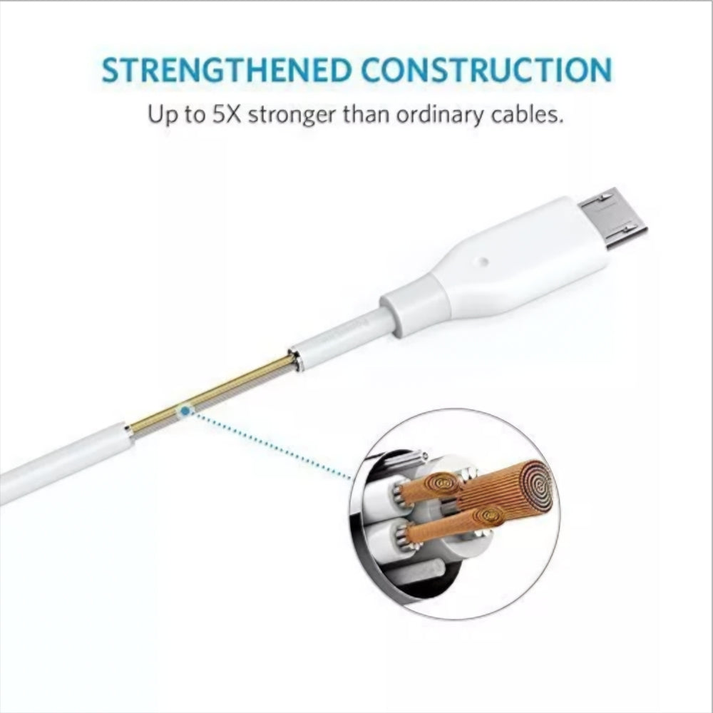 Data- ja latauskaapeli USB-A - microUSB Anker PowerLine, 18W, 1m, Valkoinen A8132H21