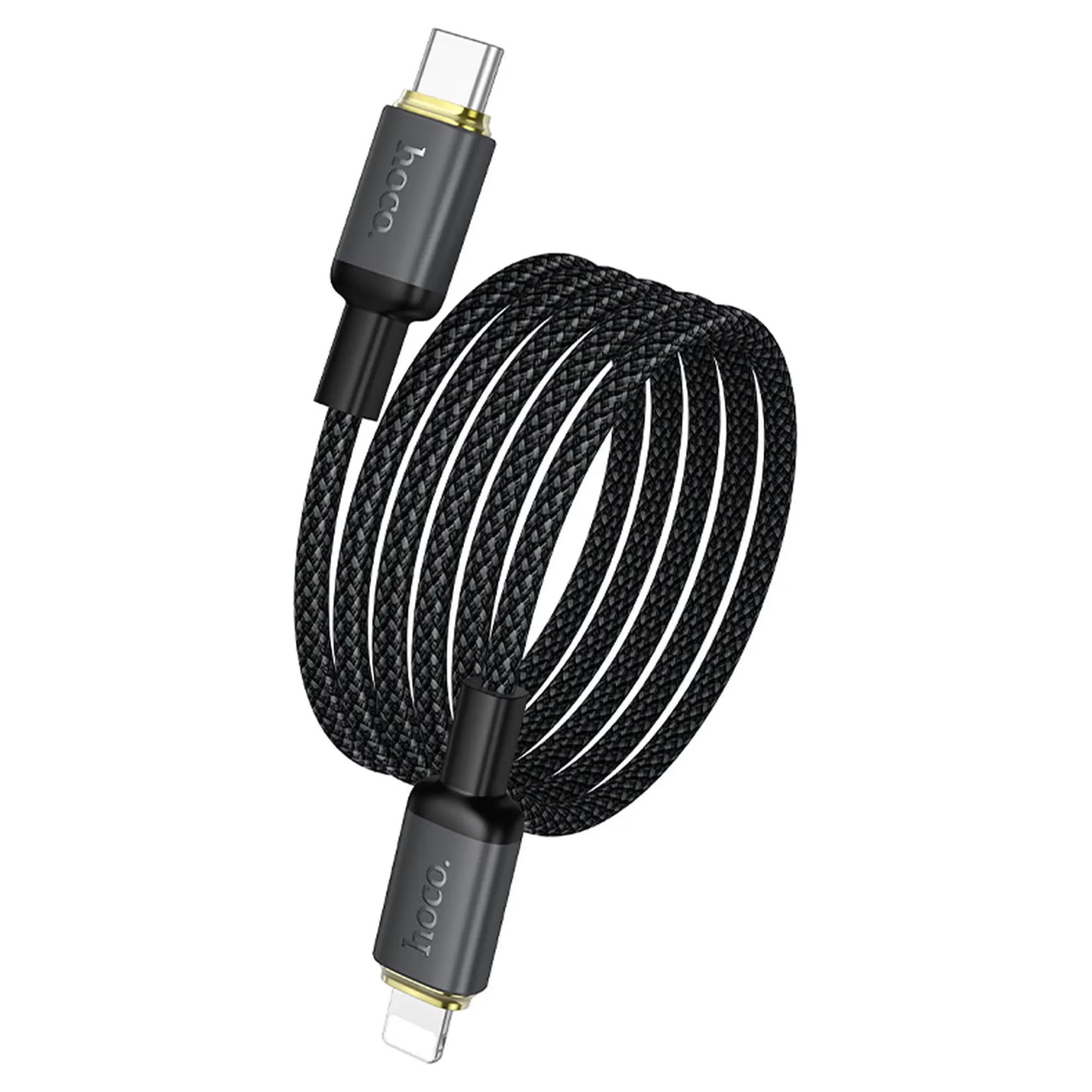 USB-A - Lightning HOCO X128 Benefit -tietojen siirto- ja latauskaapeli, 12W, 1m, musta