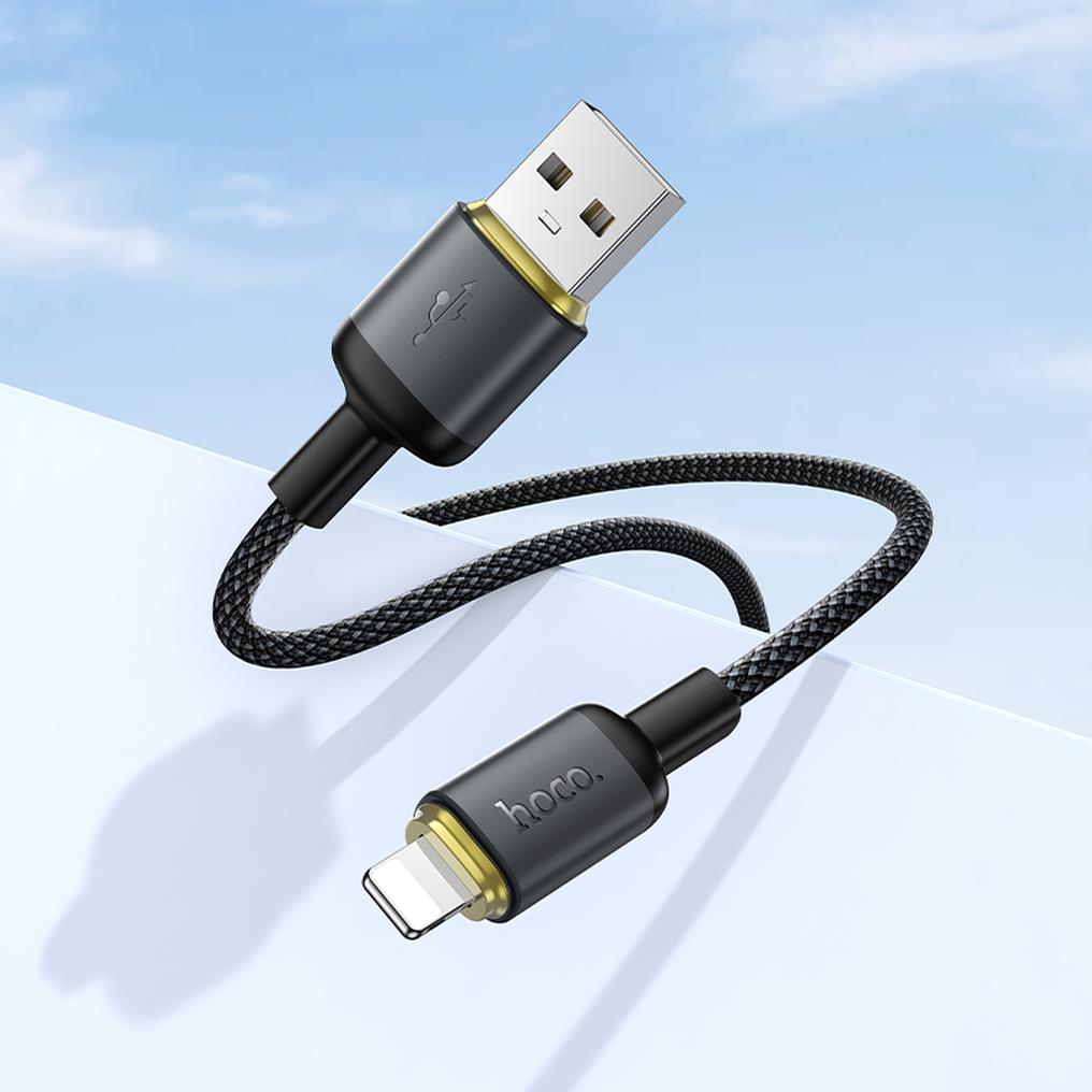 USB-A - Lightning HOCO X128 Benefit -tietojen siirto- ja latauskaapeli, 12W, 1m, musta