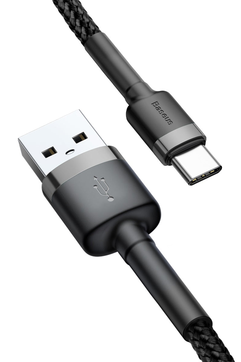 USB-A - USB-C Baseus Cafule -data- ja latauskaapeli, 60W, 1m, Harmaa CATKLF-BG1