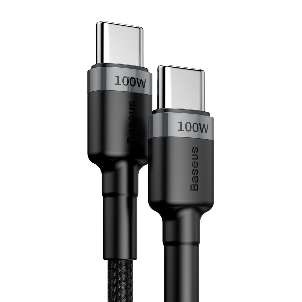USB-C-tietojen ja latauksen kaapeli - USB-C Baseus Cafule, 100W, 2m, Harmaa CATKLF-ALG1