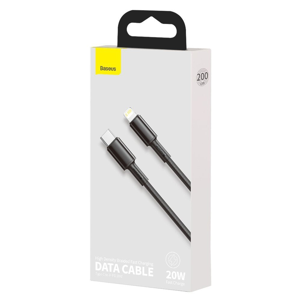 USB-C - Lightning Baseus High Density Braided -tietojen siirto- ja latauskaapeli, 20W, 2m, musta CATLGD-A01