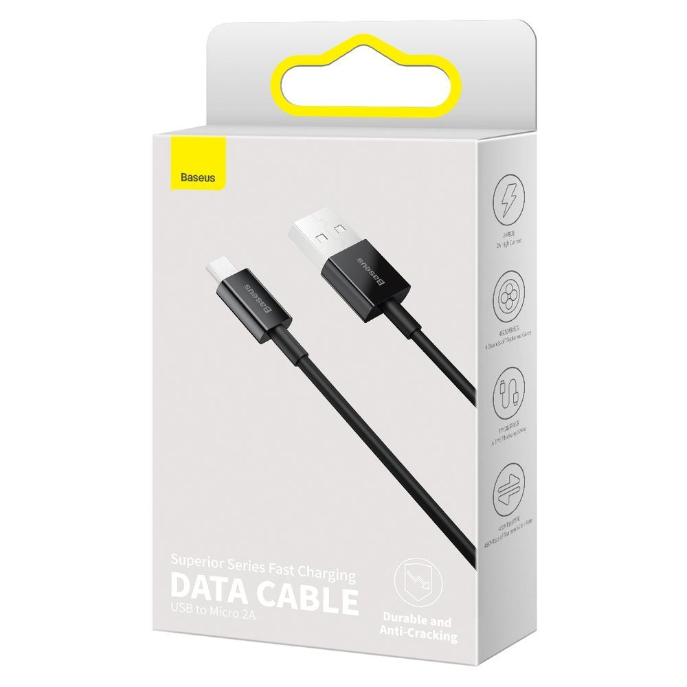 USB-A - microUSB Baseus Superior Series -tietojen si latauksen kaapeli, 18W, 1m, musta CAMYS-01