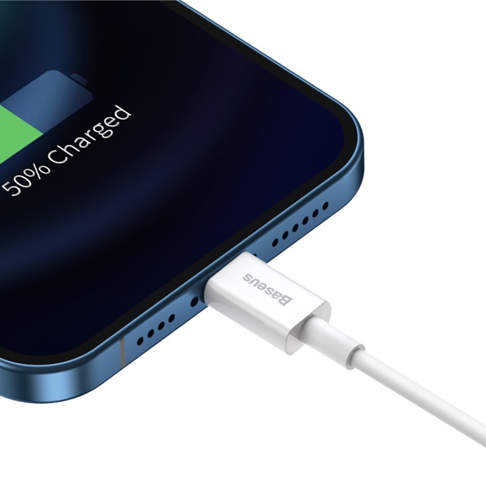 USB-A - Lightning -tietojen siirto- ja latauskaapeli Baseus Superior Series, 20W, 1m, valkoinen CALYS-A02