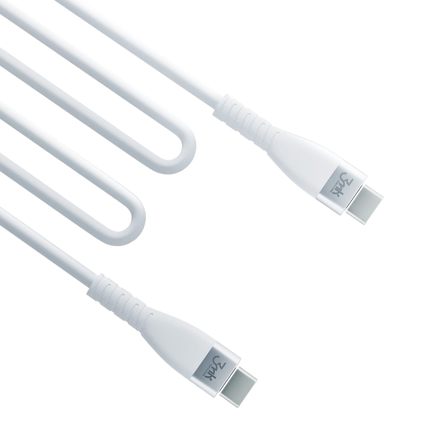 USB-C-tietojen ja latauksen kaapeli - USB-C 3MK Hyper Silicone, 60W, 1m, valkoinen