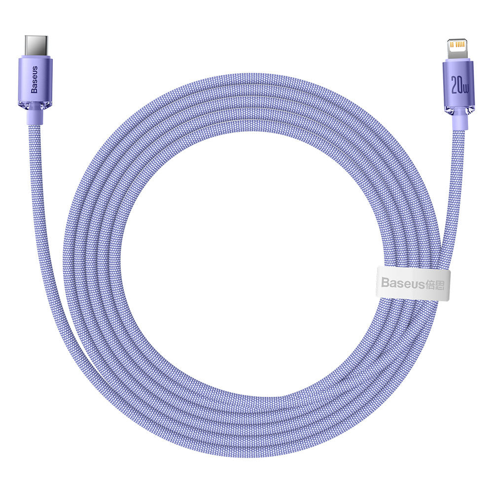 USB-C - Lightning Baseus Crystal Shine -sarjan data- ja latauskaapeli, 20W, 2m, Violetti CAJY000305