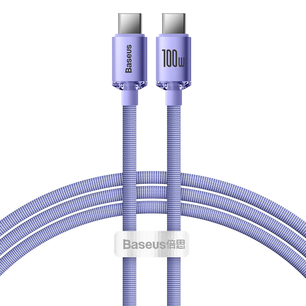 USB-C - USB-C Baseus Crystal Shine Series -data- ja latauskaapeli, 100W, 1.2m, Violetti CAJY000605