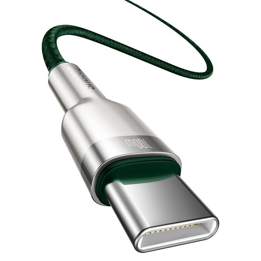 USB-C data- ja latauskaapeli - USB-C Baseus Cafule Metal Series, 100W, 2m, vihreä CATJK-D06