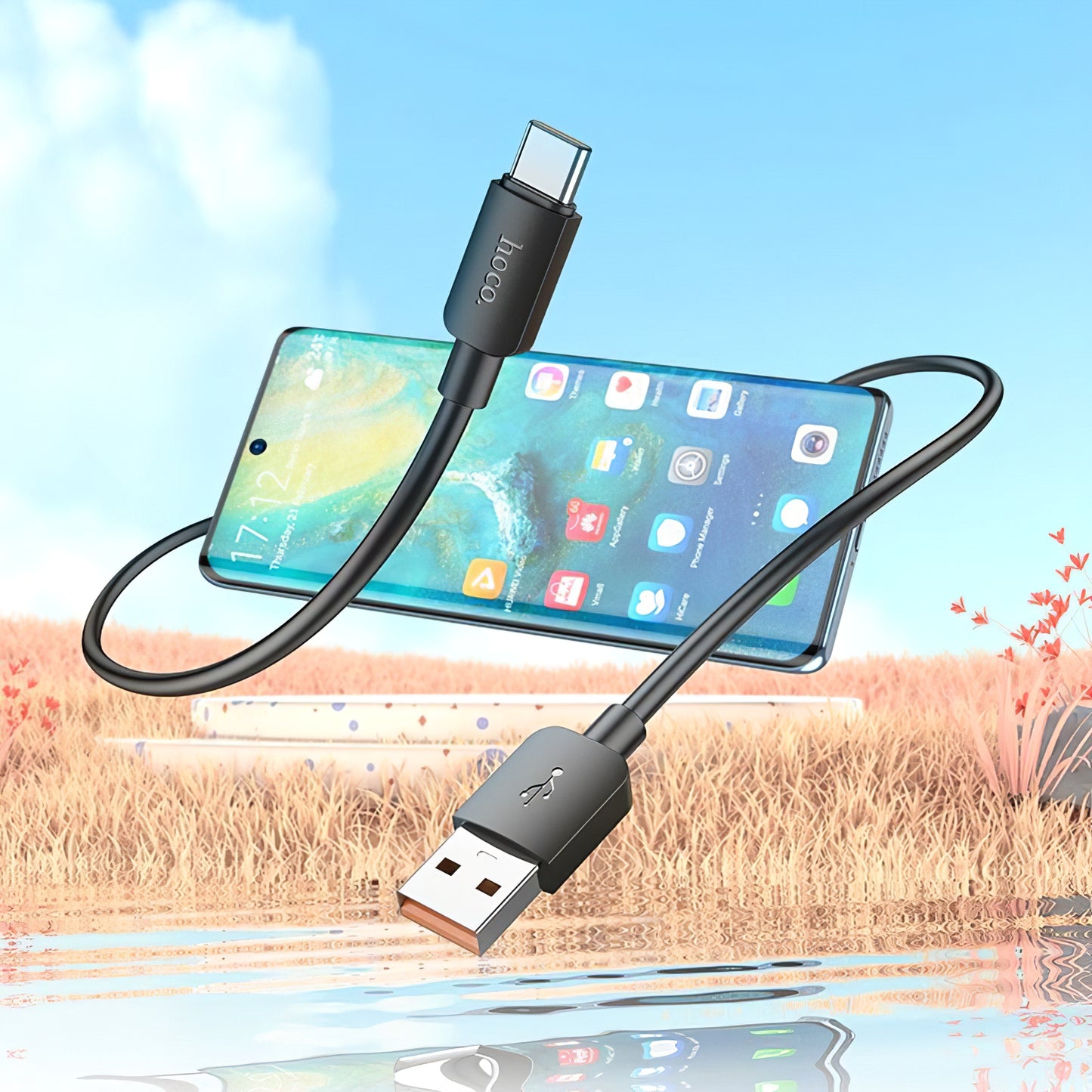 Datakaapeli ja latauskaapeli USB-A - USB-C HOCO X96, 100W, 1m, musta