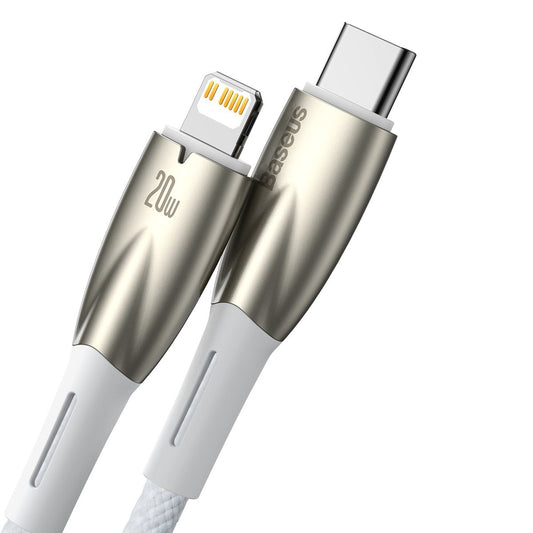 Baseus Glimmer Series USB-C - Lightning data- ja latauskaapeli, 20W, 1m, valkoinen CADH000002