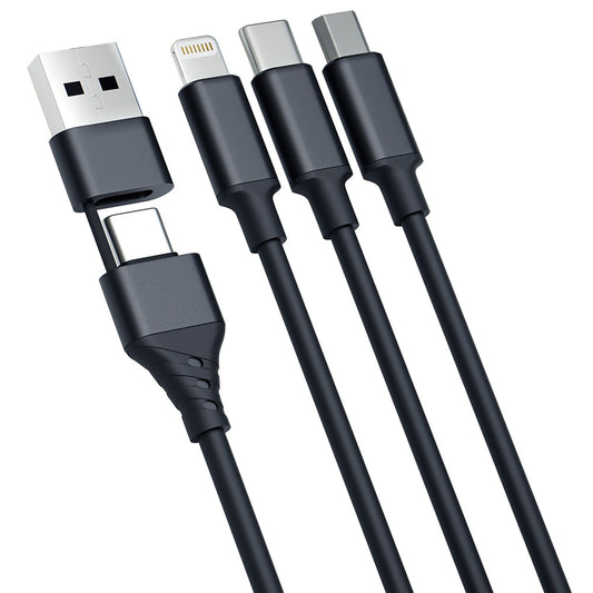 USB-A / USB-C - Lightning / microUSB / USB-C 3MK Hyper 3in1 latauskaapeli, 12W, 1.5m, Musta