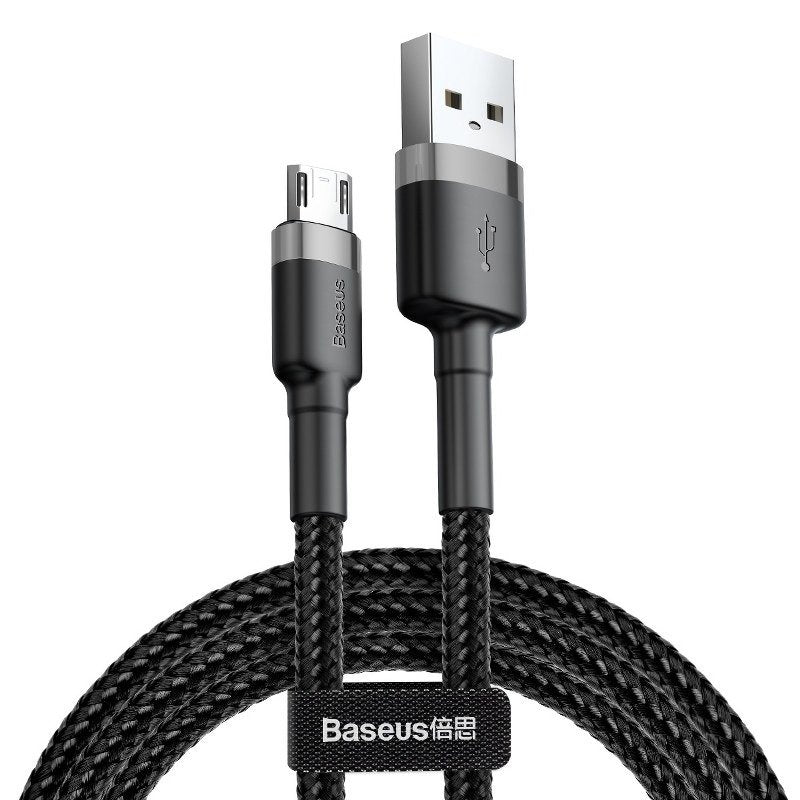 Baseus Cafule USB-A - microUSB -data- ja latauskaapeli, 18W, 0,5m, Harmaa CAMKLF-AG1