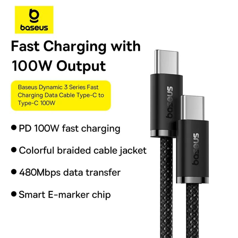 USB-C Data and Charging Cable - USB-C Baseus Dynamic 3 Series, 100W, 2m, Black P10367000111-01