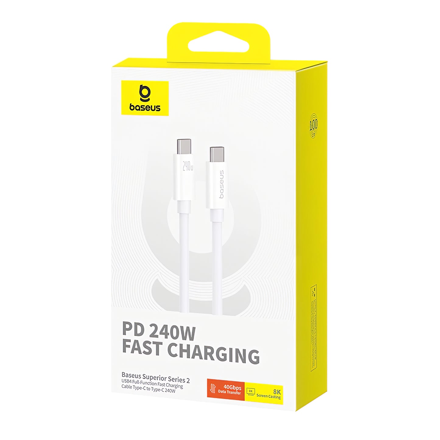 USB-C data- ja latauskaapeli - USB-C Baseus Superior Series 2, 240W, 1m, valkoinen P10365200211-02