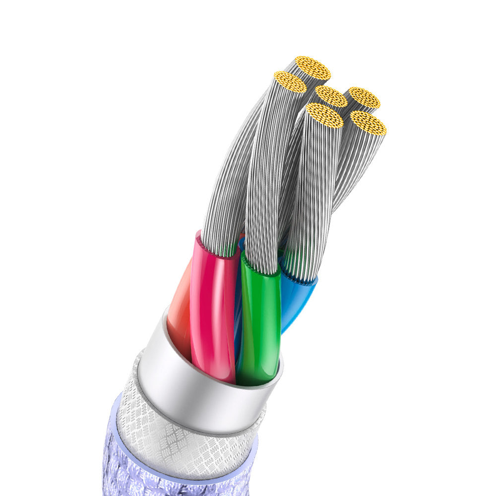 USB-A - USB-C Baseus Crystal Shine Series -data- ja latauskaapeli, 100W, 1.2m, Violetti CAJY000405