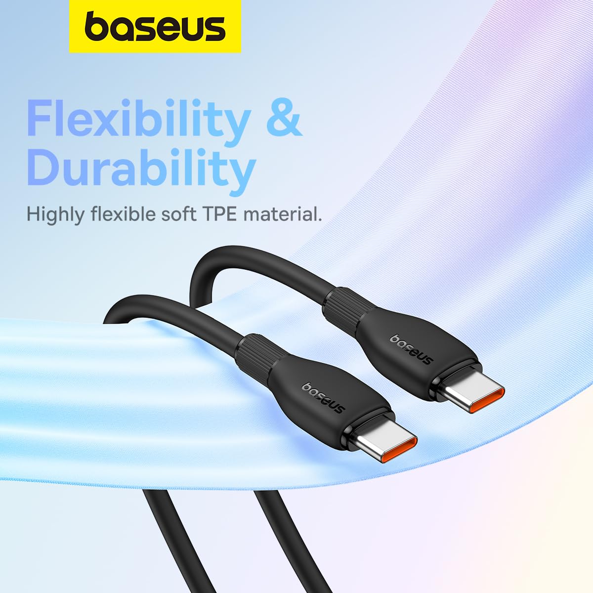 USB-C - USB-C Baseus Pudding -data- ja latauskaapeli, 100W, 1.2m, Musta P10355702111-00