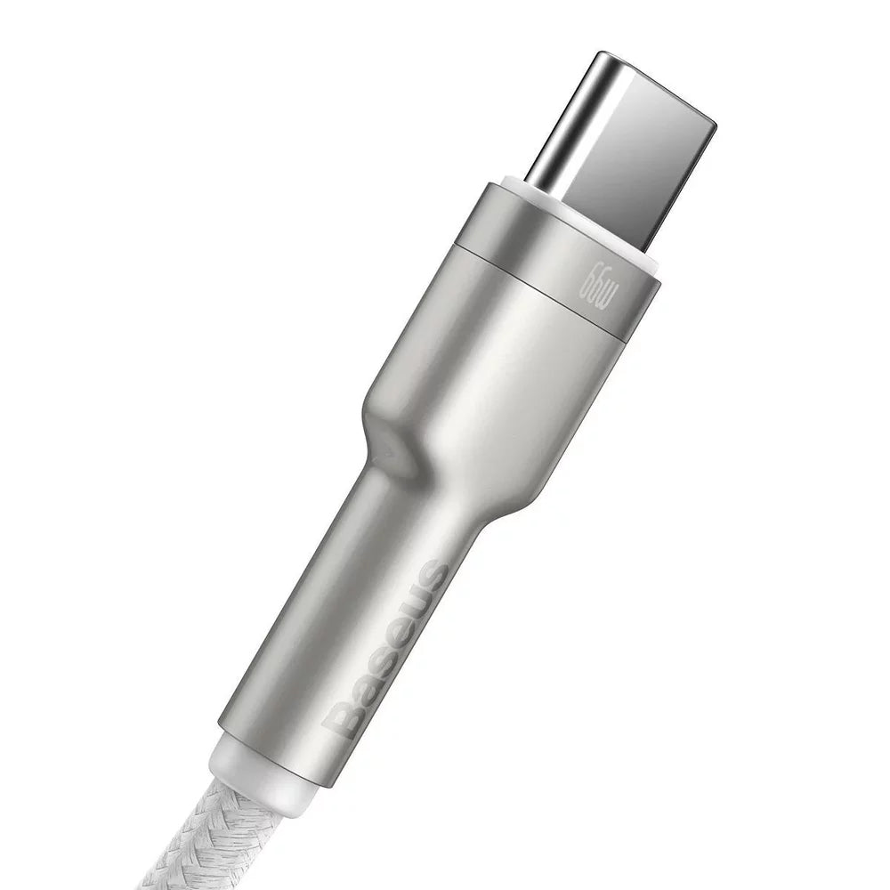 Baseus Cafule Metal Series USB-A - USB-C -lataus- ja tiedonsiirtokaapeli, 66W, 2m, Valkoinen CAKF000202