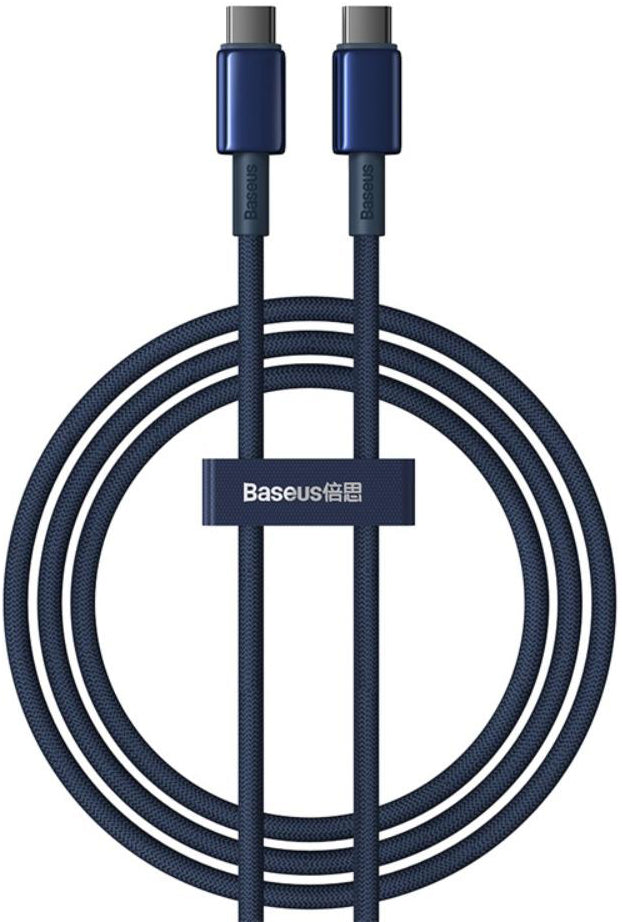 USB-C - USB-C Baseus Tungsten Gold -data- ja latauskaapeli, 100W, 2m, Tummansininen P10319800321-04