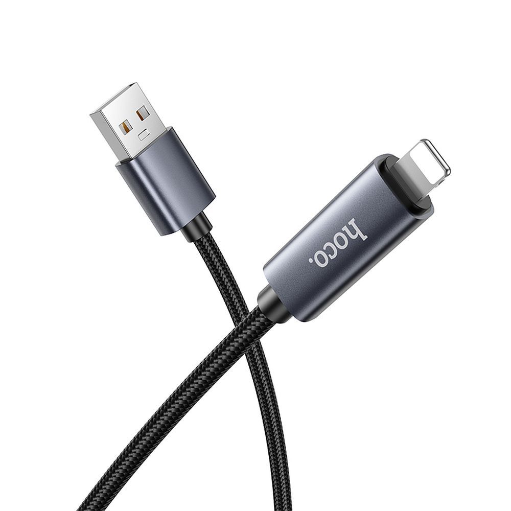 USB-A - Lightning HOCO Display X112 Data- ja Latauskaapeli, 18W, 1m, Musta
