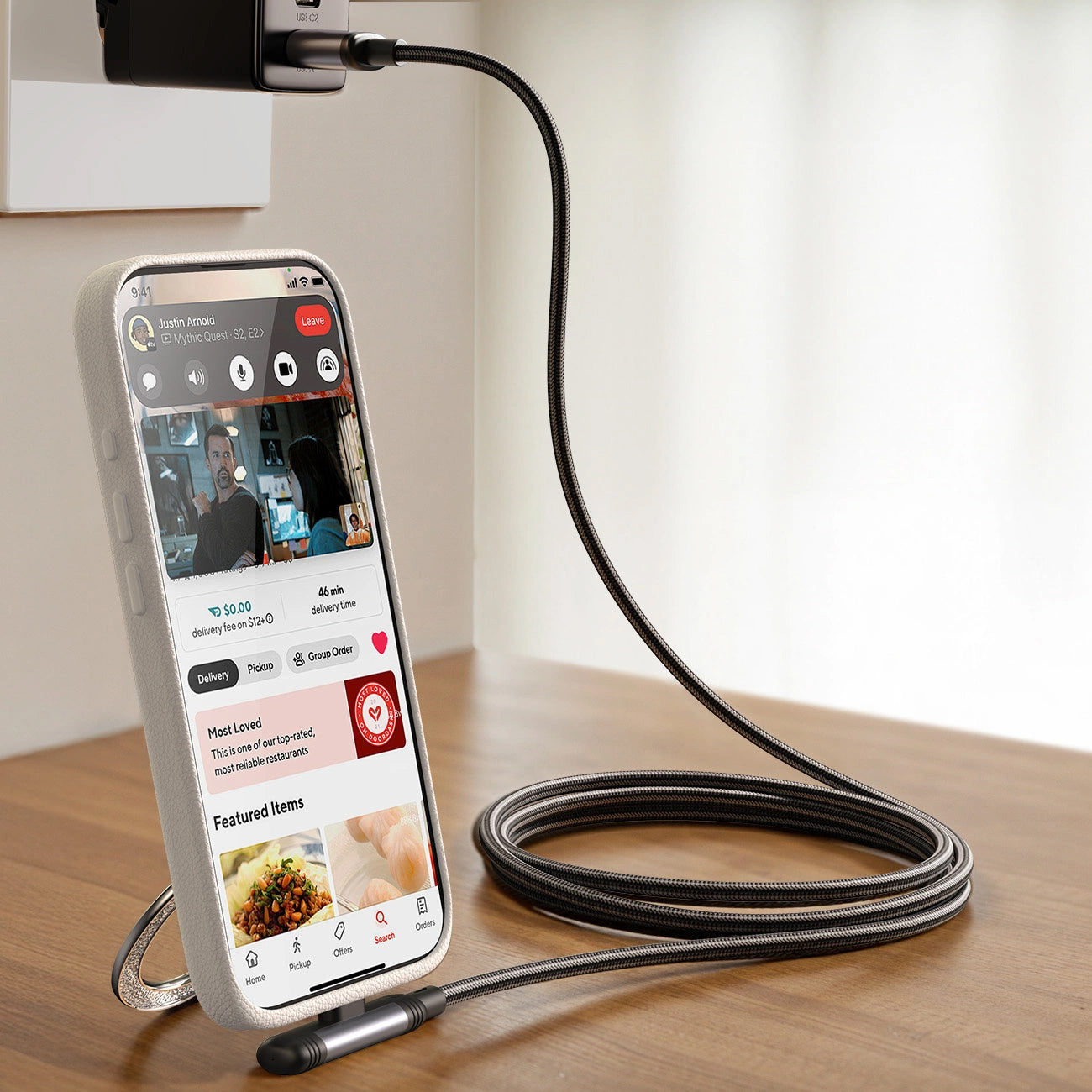 USB-C - USB-C -data- ja latauskaapeli Joyroom S-A56 EnjoyX Angled, 60W, 1.2m, Musta
