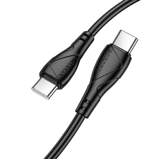 USB-C - USB-C Borofone BX121 Energy -data- ja latauskaapeli, 60W, 1m, Musta