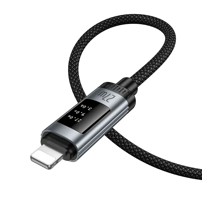 USB-C - Lightning HOCO Display U148 -data- ja latauskaapeli, 27W, 1.2m, Musta