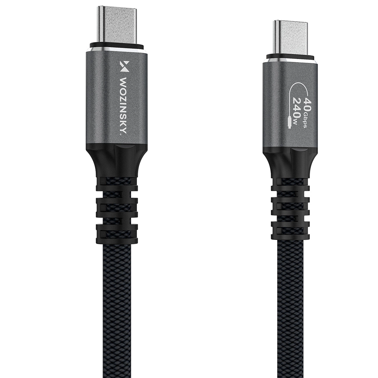 USB-C - USB-C Data- ja Latauskaapeli WZK WPS-UY42S, 240W, 2m, Musta