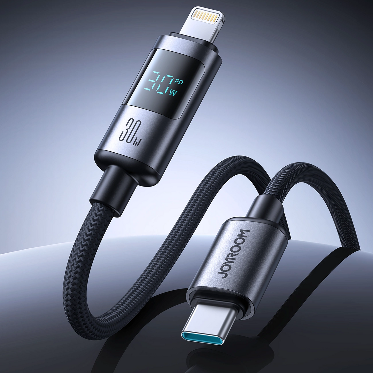 USB-C - Lightning Joyroom S-A16 Pro Prism Display -kaapeli, 30W, 1.2m, Musta