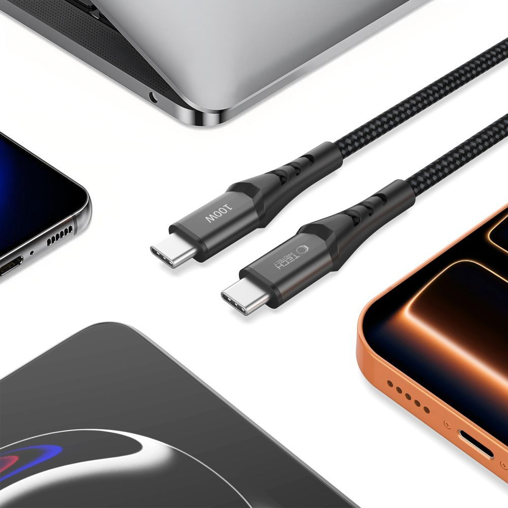 USB-C - USB-C Tech-Protect UB11T Ultraboost -tietojen siirto- ja latauskaapeli, 100W, 2m, musta