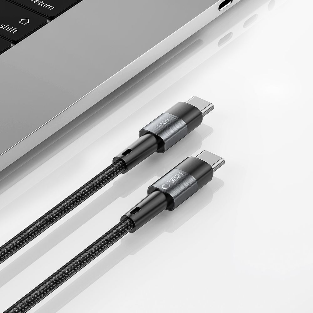 USB-C-tietojen ja latauksen kaapeli - USB-C Tech-Protect Ultraboost, 100W, 3m, Harmaa