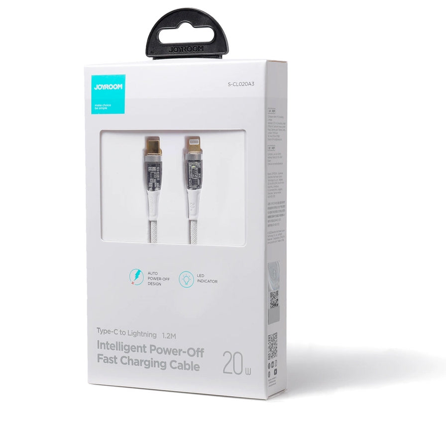 USB-C - Lightning Tietojen ja Latauksen Kaapeli Joyroom S-CL020A3, 20W, 1,2m, Valkoinen