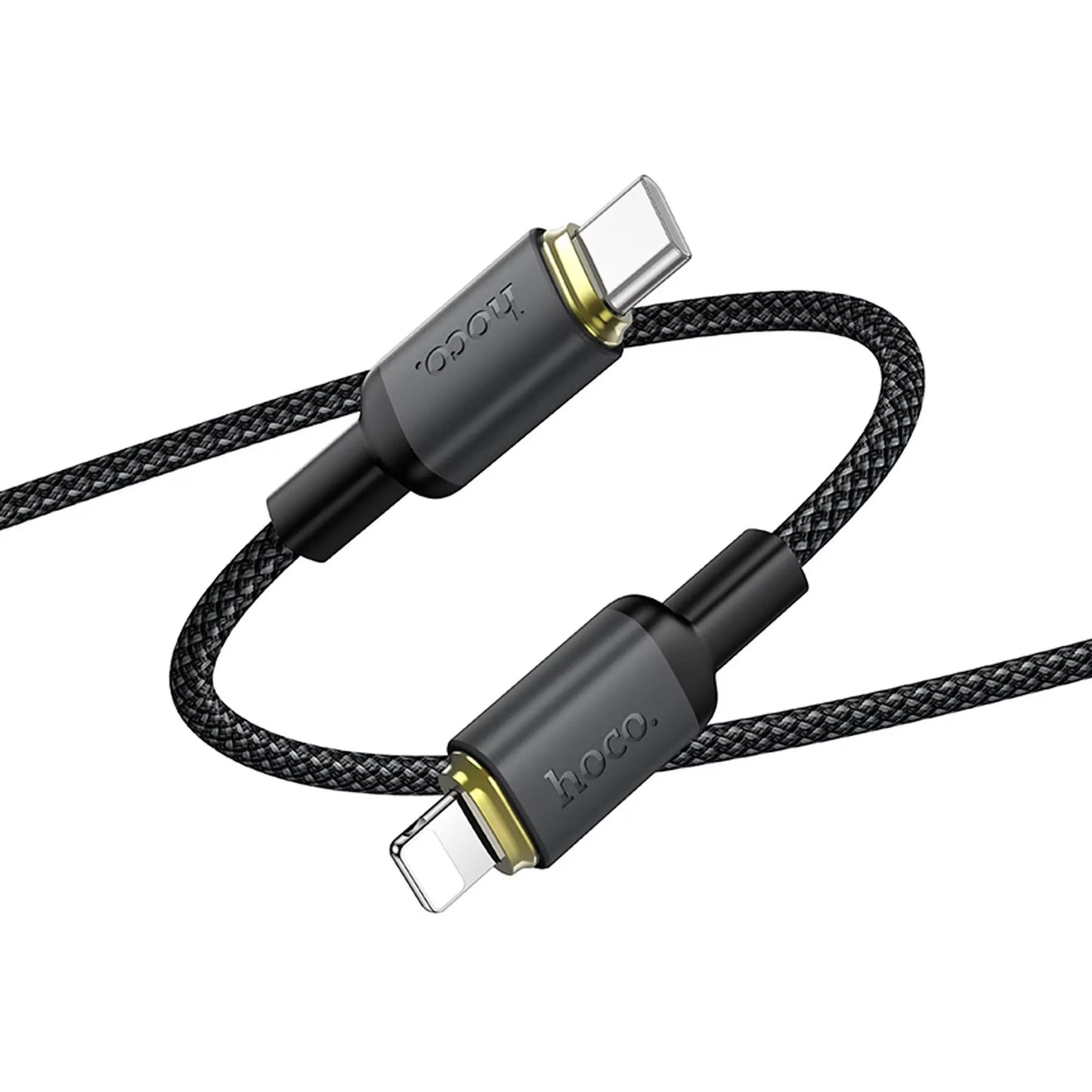USB-A - Lightning HOCO X128 Benefit -tietojen siirto- ja latauskaapeli, 12W, 1m, musta