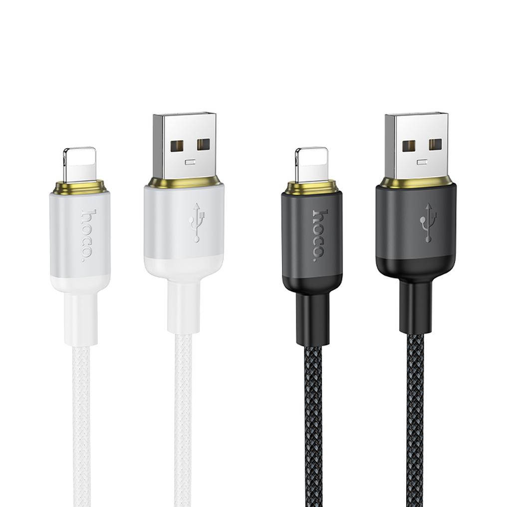 USB-A - Lightning HOCO X128 Benefit -tietojen siirto- ja latauskaapeli, 12W, 1m, musta