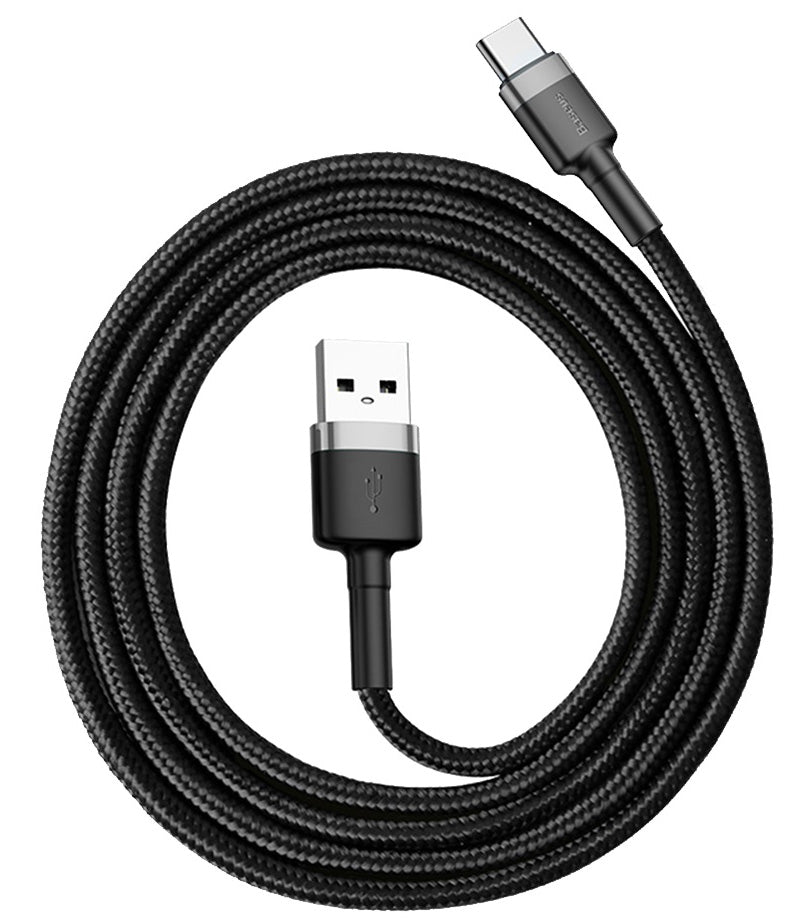 USB-A - USB-C Baseus Cafule -data- ja latauskaapeli, 60W, 1m, Harmaa CATKLF-BG1