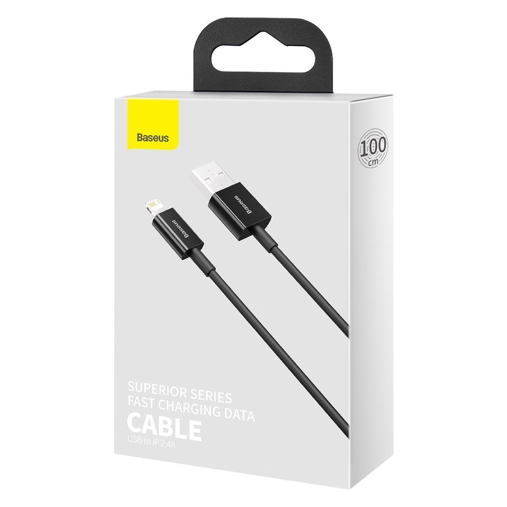 USB-A - Lightning -tietojen ja latauskaapeli Baseus Superior Series, 20W, 1m, musta CALYS-A01