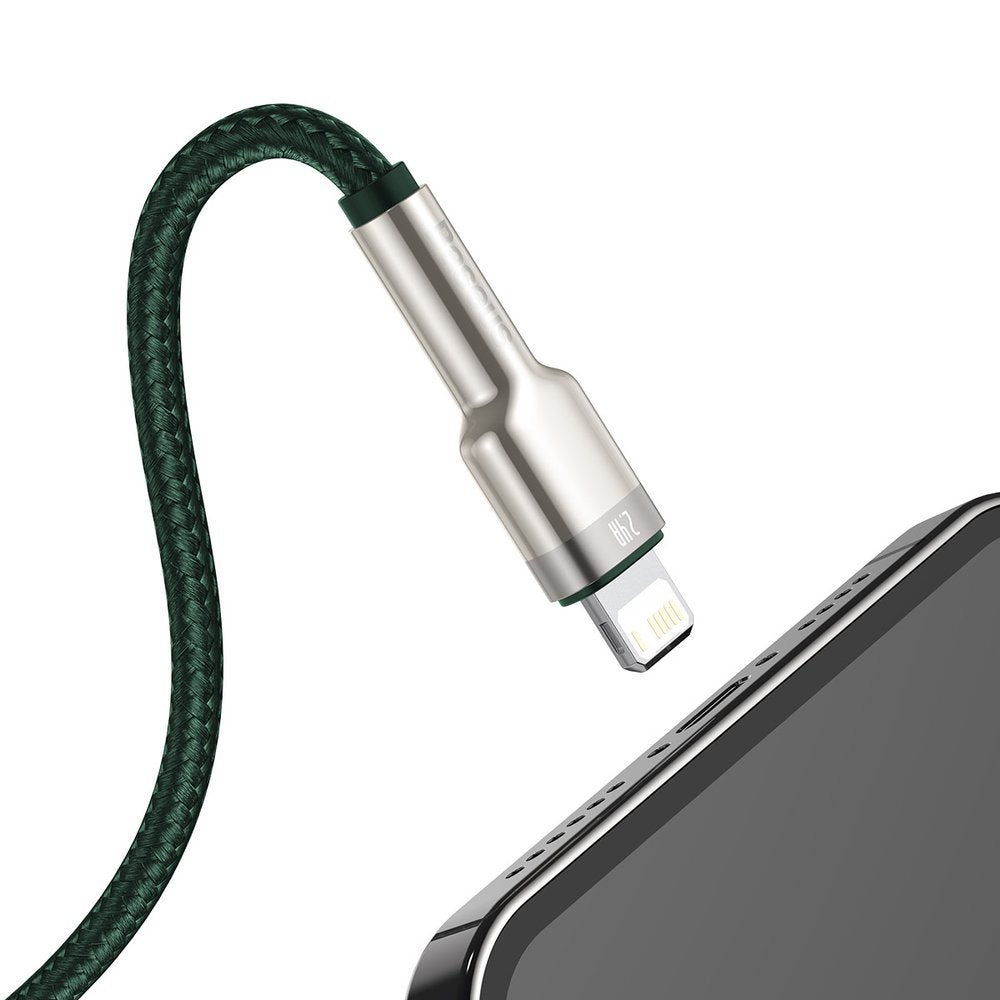 USB-A - Lightning Baseus Cafule Metal Series -data- ja latauskaapeli, 18W, 1m, Vihreä CALJK-A06