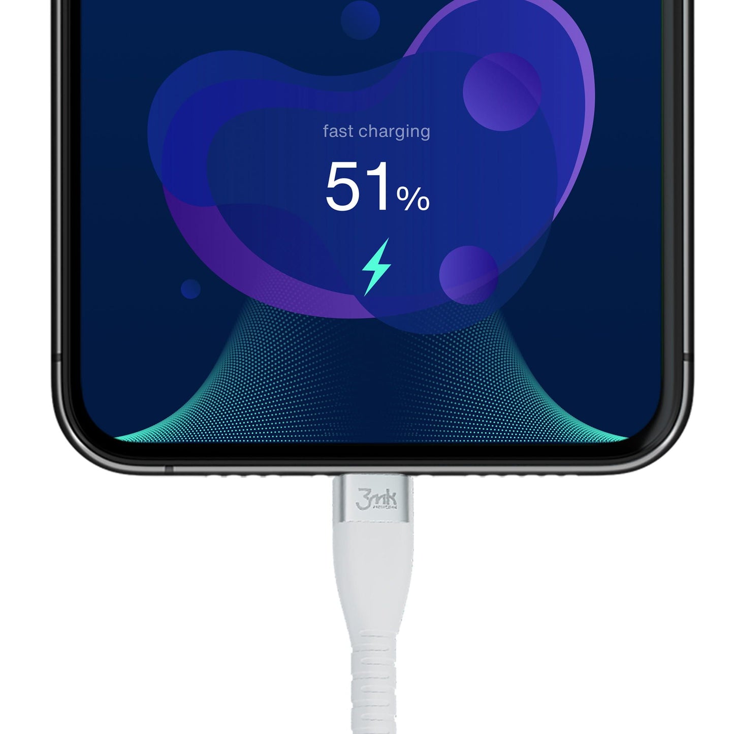 USB-C-tietojen ja latauksen kaapeli - USB-C 3MK Hyper Silicone, 60W, 1m, valkoinen
