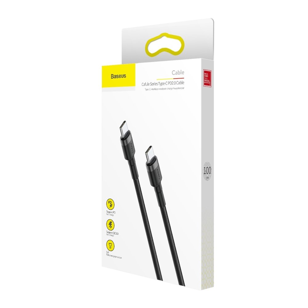 USB-C data- ja latauskaapeli - USB-C Baseus Cafule, 60W, 1m, musta CATKLF-GG1 CATKLF-GG1 CATKLF-GG1