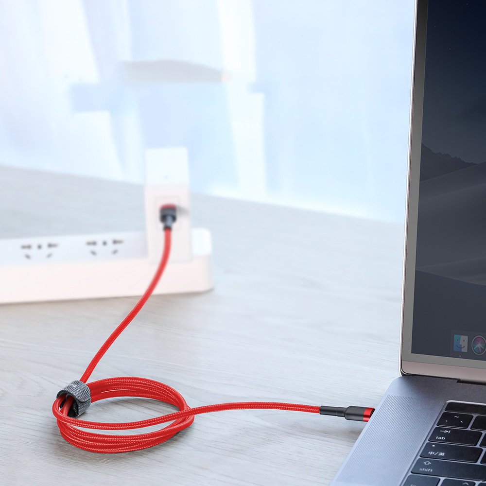 USB-C data- ja latauskaapeli - USB-C Baseus Cafule, 60W, 2m, punainen CATKLF-H09