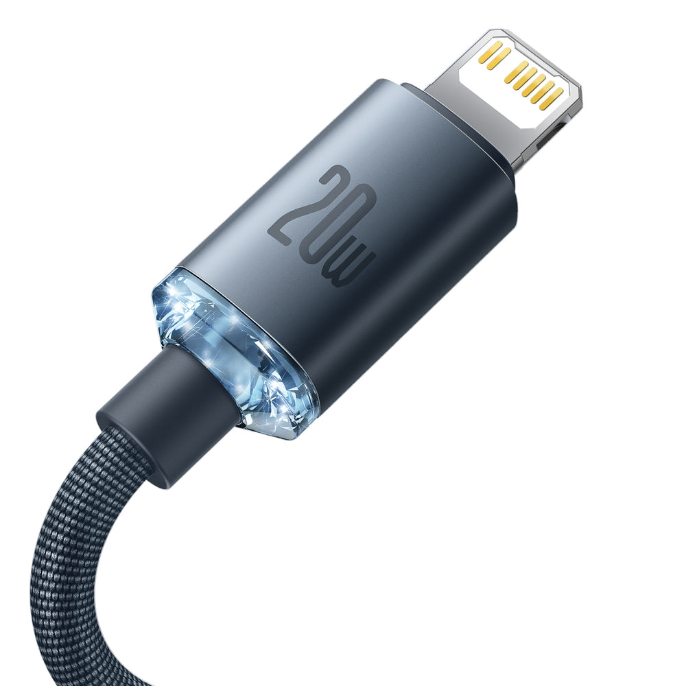 Baseus Crystal Shine -sarjan USB-C - Lightning data- ja latauskaapeli, 20W, 2m, musta CAJYY000301