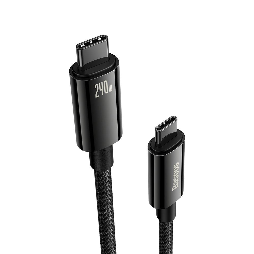 USB-C data- ja latauskaapeli - USB-C Baseus Tungsten Gold, 240W, 2m, musta CAWJ0401010101