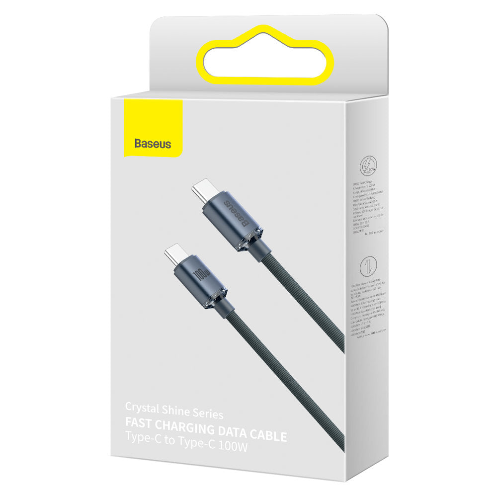 USB-C data- ja latauskaapeli - USB-C Baseus Crystal Shine Series, 100W, 2m, musta CAJY000701